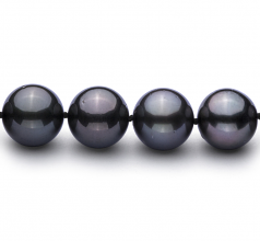Noir 11.1-11.94mm AAA-qualité de Tahiti 585/1000 Or Blanc-Collier de perles