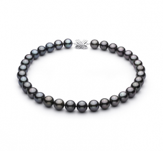 Noir 12.01-13.08mm AAA-qualité de Tahiti 585/1000 Or Blanc-Collier de perles