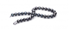 Noir 12.01-13.08mm AAA-qualité de Tahiti 585/1000 Or Blanc-Collier de perles