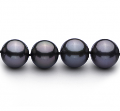 Noir 12.01-13.08mm AAA-qualité de Tahiti 585/1000 Or Blanc-Collier de perles