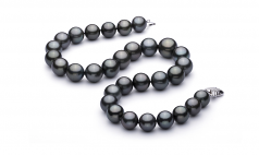 Noir 13.1-16mm AAA+-qualité de Tahiti 585/1000 Or Blanc-Collier de perles