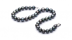 Multicolore 11.1-14.6mm AA+-qualité de Tahiti 585/1000 Or Blanc-Collier de perles