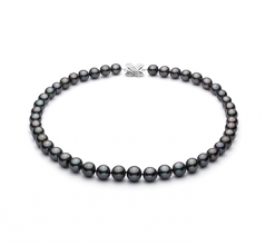 Noir 9.1-11mm AA+-qualité de Tahiti 585/1000 Or Blanc-Collier de perles