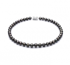 Noir 9.2-10.9mm AAA-qualité de Tahiti 585/1000 Or Blanc-Collier de perles
