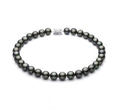 Noir 12-12.87mm AAA-qualité de Tahiti 585/1000 Or Blanc-Collier de perles