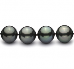 Noir 12-12.87mm AAA-qualité de Tahiti 585/1000 Or Blanc-Collier de perles