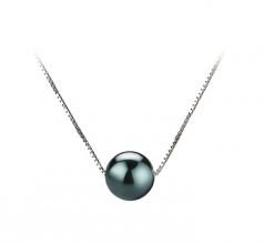 Christine Noir 7-8mm AAA-qualité Akoya du Japon 585/1000 Or Blanc-pendentif en perles