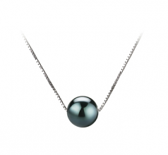 Kristine Noir 7-8mm AAA-qualité Akoya du Japon 585/1000 Or Blanc-pendentif en perles