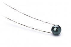 Kristine Noir 7-8mm AAA-qualité Akoya du Japon 585/1000 Or Blanc-pendentif en perles
