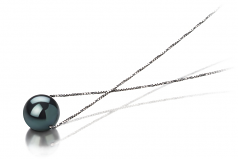 Kristine Noir 7-8mm AAA-qualité Akoya du Japon 585/1000 Or Blanc-pendentif en perles