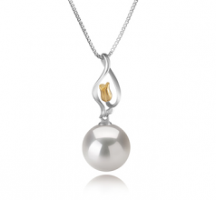 Caresse Blanc 11-12mm AAAA-qualité perles d'eau douce - Edison 925/1000 Argent-pendentif en perles