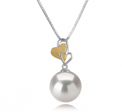 Felicia Blanc 11-12mm AAAA-qualité perles d'eau douce - Edison 925/1000 Argent-pendentif en perles