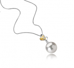 Felicia Blanc 11-12mm AAAA-qualité perles d'eau douce - Edison 925/1000 Argent-pendentif en perles