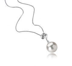 Lorna Blanc 11-12mm AAAA-qualité perles d'eau douce - Edison 925/1000 Argent-pendentif en perles