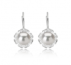 Blanc 12-13mm AA+-qualité perles d'eau douce - Edison 925/1000 Argent-Boucles d'oreilles en perles