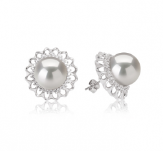 Blanc 12-13mm AA+-qualité perles d'eau douce - Edison 925/1000 Argent-Boucles d'oreilles en perles