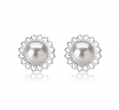 Blanc 12-13mm AA+-qualité perles d'eau douce - Edison 925/1000 Argent-Boucles d'oreilles en perles
