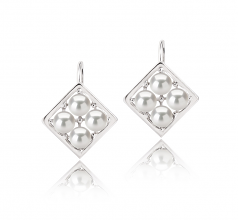 Carrie Blanc 3-4mm AAAA-qualité perles d'eau douce 925/1000 Argent-Boucles d'oreilles en perles