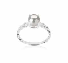 Dawn Blanc 7.5-8mm AAAA-qualité perles d'eau douce 925/1000 Argent-Bague perles