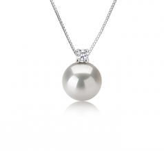 Eternity Blanc 9-10mm AAAA-qualité perles d'eau douce 925/1000 Argent-pendentif en perles