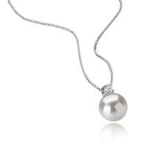 Eternity Blanc 9-10mm AAAA-qualité perles d'eau douce 925/1000 Argent-pendentif en perles