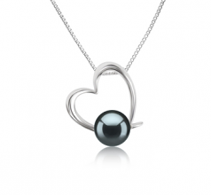 Miranda Noir 10-11mm AAAA-qualité perles d'eau douce 925/1000 Argent-pendentif en perles