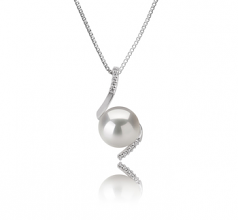 Mathilde Blanc 9-10mm AAAA-qualité perles d'eau douce 925/1000 Argent-pendentif en perles