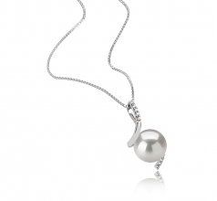 Mathilde Blanc 9-10mm AAAA-qualité perles d'eau douce 925/1000 Argent-pendentif en perles