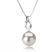Elin Blanc 11-12mm AAAA-qualité perles d'eau douce - Edison 925/1000 Argent-pendentif en perles