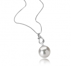 Elin Blanc 11-12mm AAAA-qualité perles d'eau douce - Edison 925/1000 Argent-pendentif en perles