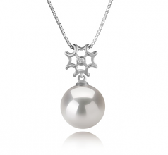 Tatiana Blanc 11-12mm AAAA-qualité perles d'eau douce - Edison 925/1000 Argent-pendentif en perles