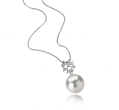 Tatiana Blanc 11-12mm AAAA-qualité perles d'eau douce - Edison 925/1000 Argent-pendentif en perles