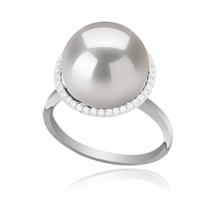 Yanaka Blanc 12-13mm AA+-qualité perles d'eau douce - Edison 925/1000 Argent-Bague perles