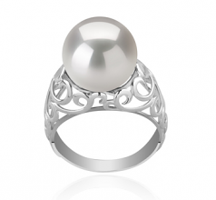 Alva Blanc 12-13mm AA+-qualité perles d'eau douce - Edison 925/1000 Argent-Bague perles