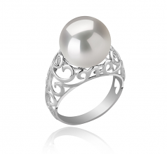 Alva Blanc 12-13mm AA+-qualité perles d'eau douce - Edison 925/1000 Argent-Bague perles