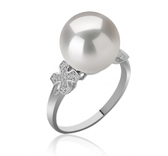 Ireland Blanc 12-13mm AA+-qualité perles d'eau douce - Edison 925/1000 Argent-Bague perles