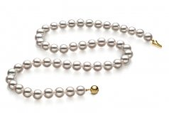 Blanc 7.5-8mm Hanadama - AAAA-qualité Akoya du Japon 585/1000 Or Jaune-Collier de perles