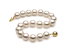 Blanc 8.5-9mm Hanadama - AAAA-qualité Akoya du Japon 585/1000 Or Jaune-Bracelet de perles