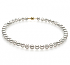 Blanc 8.5-9mm Hanadama - AAAA-qualité Akoya du Japon 585/1000 Or Jaune-Collier de perles