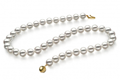 Blanc 8.5-9mm Hanadama - AAAA-qualité Akoya du Japon 585/1000 Or Jaune-Collier de perles