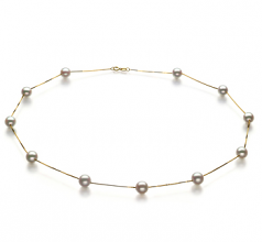 Gobelet en étain Blanc 6-7mm AA-qualité Akoya du Japon 585/1000 Or Jaune-Collier de perles