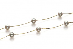 Haley Blanc 6-7mm AA-qualité Akoya du Japon 585/1000 Or Jaune-Collier de perles