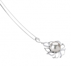 Calida Blanc 12-13mm AA+-qualité perles d'eau douce - Edison 925/1000 Argent-pendentif en perles