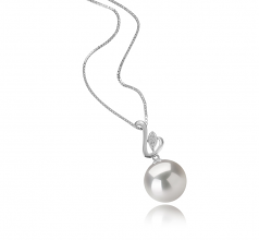 Dixie Blanc 12-13mm AA+-qualité perles d'eau douce - Edison 925/1000 Argent-pendentif en perles