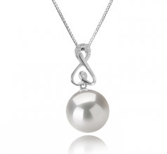 Patsy Blanc 12-13mm AA+-qualité perles d'eau douce - Edison 925/1000 Argent-pendentif en perles