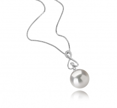 Patsy Blanc 12-13mm AA+-qualité perles d'eau douce - Edison 925/1000 Argent-pendentif en perles