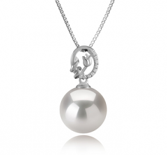 Trish Blanc 11-12mm AAAA-qualité perles d'eau douce - Edison 925/1000 Argent-pendentif en perles