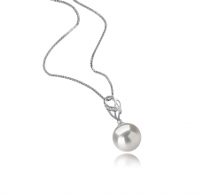 Moira Blanc 11-12mm AAAA-qualité perles d'eau douce - Edison 925/1000 Argent-pendentif en perles