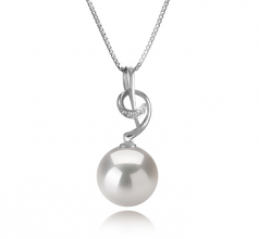 Sofie Blanc 11-12mm AAAA-qualité perles d'eau douce - Edison 925/1000 Argent-pendentif en perles