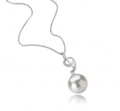 Sofie Blanc 11-12mm AAAA-qualité perles d'eau douce - Edison 925/1000 Argent-pendentif en perles